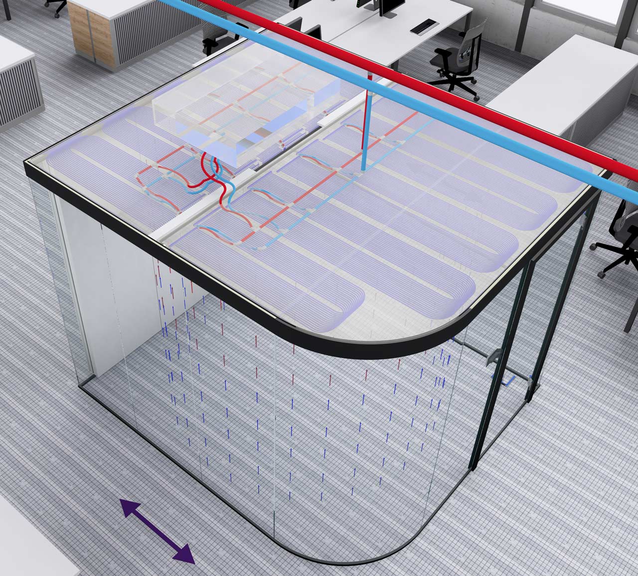 room-in-room system with self-sufficient cooling